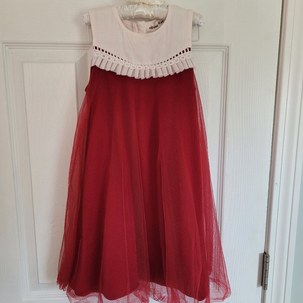Beautiful deep red tulle little girl's dress